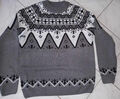 Dicker Winterpullover Norwegermuster in grau Gr. 46 ungetragen