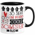 Schwester Geschenk Tasse Lustig Geschenkidee für Schwester Geburtstag So Sieht E