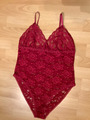 Body Spitze Blumen Dessous weinrot Elasthan Gr 36