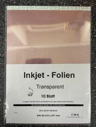 Folien - Overheadfolien - Inkjetfolien u.a für Tageslichtprojektor A4 - 10 Blatt