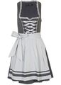 2-tlg Set Dirndl und Schürze Gr. 44 Anthrazit Stahlgrau Mini Trachten-Kleid Neu*