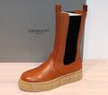 CA SHOTT COPENHAGEN Leder Stiefelette Chunky High Chelsea Boots Cognac - Neu!