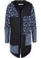 Damen Baumwoll-Shirtjacke mit V-Ausschnitt Gr. 40/42 Dunkelblau Babyblau Neu*