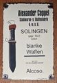 Altes Emailleschild Alcoso Alexander Coppel HJ-Messer Fahrtenmesser 3. Reich