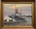 Impressionist Erik Ytting 1921-2009 Abendstimmung Fischerboot im Hafen Dänemark 