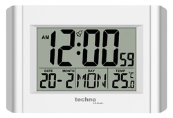 technoline Digitale Quarz-Wand-Uhr WS8002, Weiß-silber, 215 x 150 x 28mm 