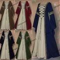 Mittelalterliche Damen Kostüm Frauen Kleid Langarm Renaissance Spitze Kleid 2024