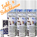 Schneespray + Schablonen Fenster Kunstschnee Fensterspray Sprühschnee 3 x 300ml