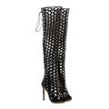 Damen Overknee Stiefel Damenschuhe Strass Hochschaft Club Party High Heels SeXy