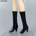 Schwarze Mode Schuhe für Barbie-Puppe High Heel Mode Stiefel 1/6 Puppenzubehör