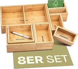 Schubladen Organizer Bambus 8er Set Box Aufbewahrung Bad Küche Büro SchreibtischFSC Bambus Holz • Mit Anti-Rutsch Pads