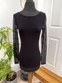 ALICE + OLIVIA Top Gr. XS uni schwarz Spitze transparente Arme hinten Spitzeneinsatz