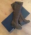 Dr. Scholl Overknee - Stiefel Astres, braun Nubuk, Gr.40 Keilabsatz Damen w.Neu 