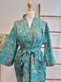Indian Reine Baumwolle Bademantel Langer Kimono Nachtwäsche Blumenmuster Suit US