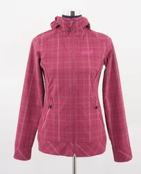 Jack Wolfskin Damen Softshell Jacke XS rosa magenta kariert Kapuze Stoff A061