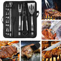 16 tlg Grill Set Grillbesteck Zange BBQ Zubehör Grillen Steak Gabel Grill