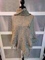 Toller Poncho DIY * Khaki Creme * Wolle Merino Alpaka * Fransen * Onesize *