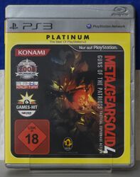 Metal Gear Solid 4 Guns of the Patriots Platinum Playstation 3 SEHR GUT USK 18