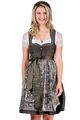 Midi Dirndl Ampfing waldgrün 2tlg 58cm Jacquard bestickte Tüllschürze 30-48