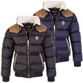 Geographical Norway Herren Winterjacke Steppjacke Herrenjacke Teddyfellkragen