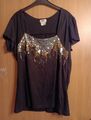 Damen Shirt  mit Glitzer Pailetten schwarz  Gr.40/42 