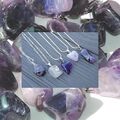 Amethyst Edelstein Anhänger und Edelstahlkette Chakra Heilstein Mediation Unikat