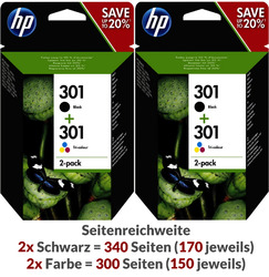 Original HP 301 Tinte Multipack 301 XL Schwarz Patronen Farben SET DeskJet OVP