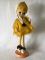 Vintage Big Eyes Strumpfhose beweglich LSM Puppe in gelbem Fell ~12-13" c1960er