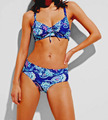 BÜGEL BIKINI BLAU & PAISLEY NEU Gr. 42 80D, MINIMIZER-TOP 80 D,  SLIP HOHER STEG