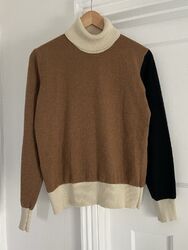 Norse Projects 100% Merinowolle schwarz braun camel Strickpullover Rollkragen L