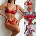 Sexy Dessous Set Damen Sexy BH Set aus Spitze, Damen Unterwäsche Set, Rot