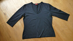 TAIFUN Damen ¾ Arm Shirt Gr. 40 Ziernähte schwarz elegant knitterfrei TOPZUSTAND