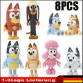 8x Bluey/Friends Modell Puppen Bluey Kinder Spielzeug PVC Action Figur Geschenk