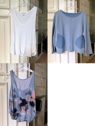 ♥ 3 x Shirt und Tops hellblau weiß Gr. 36 (kurz) ♥