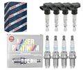 4x BOSCH Zündspule +4x NGK Zündkerze Laser Platinum passend für VW Golf IV 1J1