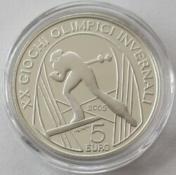 Italien 5 Euro 2005 Olympia Turin Skilanglauf Silber