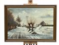 ROAD IN WINTER AMONG THE TREES PRECIOUS OIL PAINTING