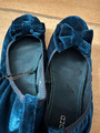 H&M Samt Ballerinas, elastisch, weich, Petrol Blau, Gr. 39