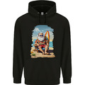 Weihnachten Santa mit Surfbrett Xmas Surfen Herren 80% Baumwolle Hoodie