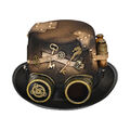 Steampunk Hut Gear Brille Gothic Vintage braun Fedora Lolita Cosplay NEU