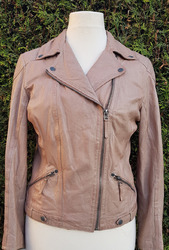 GIPSY Biker Style Lederjacke Beige Gr.XL = 38 Brustweite 48 cm