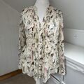 Anthropologie Maeve Bluse Größe 8 Vogel & Blumen Antik Stil Druck Top