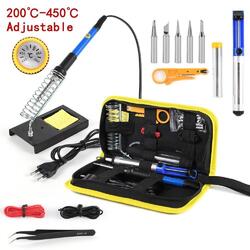 Lötkolben Set 60W Soldering Iron Kit，Temperatur Einstellbar Entlötpumpe Lötdraht