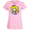 Youth Designz Damen T-Shirt Peach Print Lustig Spruch Mario Luigi Gaming Nerd