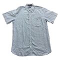 Gant Hemd Herren L Weiß Blau Kariert Kurzarm Baumwolle Button Down Kragen