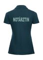 LADY FIT Notärztin Polo-Shirt navy mit Brust- und Rückenaufdruck reflexsilber