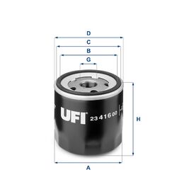 UFI Ölfilter 23.416.00 Anschraubfilter für FORD 3/4-16 UNF KA ESCORT 4 Express 6