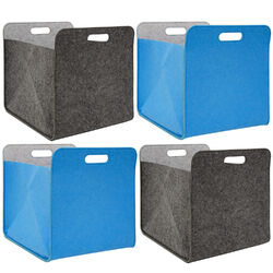 4er Set Filz Aufbewahrungsbox 33x33x38 cm Kallax Filzkorb Regal Einsatz Box Grau