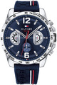 Tommy Hilfiger 1791476 Herren-Armbanduhr Analog Quarz Silikonarmband Blau 46 mm