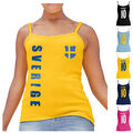 Schweden Sverige WM 2018 Damen Spaghetti T-Shirt Top Trikot Name Nummer Fussball